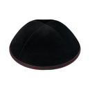 IKIPPAH BLACK VELVET W/ RED STITCHING YARMULKE  4