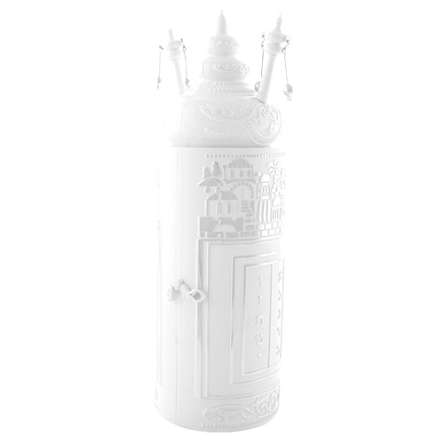 Plastic Torah Scroll 28cm - In Silvered Jerusalem Theme -sephardic