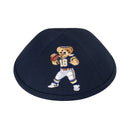 IKIPPAH DOV BEAR FOOTBALL - DARK NAVY COTTON YARMULKE 2