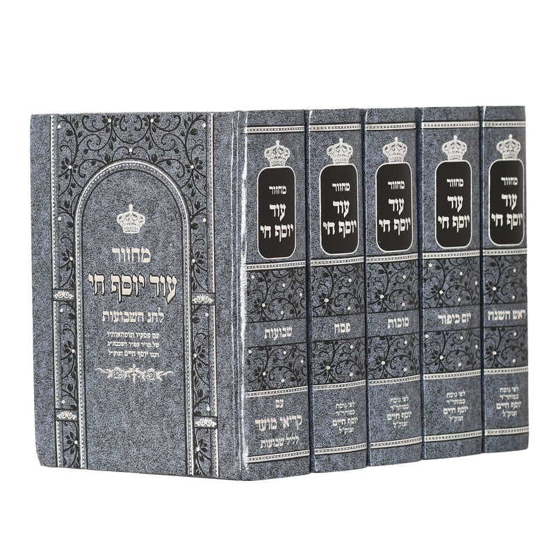 Machzor Od Yosef Chai [5 volumes] Medium / Skai - Embossed