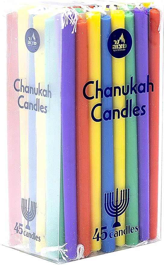 Ner Mitzvah Long Multi-Colored Candles, 45pk