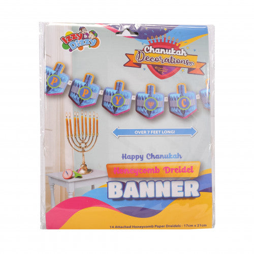 Happy Chanukah Banner - HoneyComb Dreidel