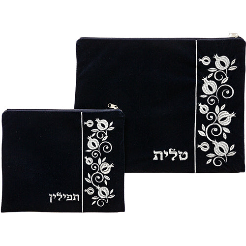 Velvet Tallis - Tefillin Set - With Embroidery - 36x29 cm