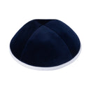 IKIPPAH NAVY VELVET W/ WHITE RIM YARMULKE 4