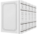 Signature White Leather Schottenstein Ed. Interlinear 5 Vol Set - Ashkenaz - Artscroll