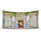 Elegant Sukkot Fabric with Framed Prayers - Blue Sky & Red Roses Design - 5ft x 10ft