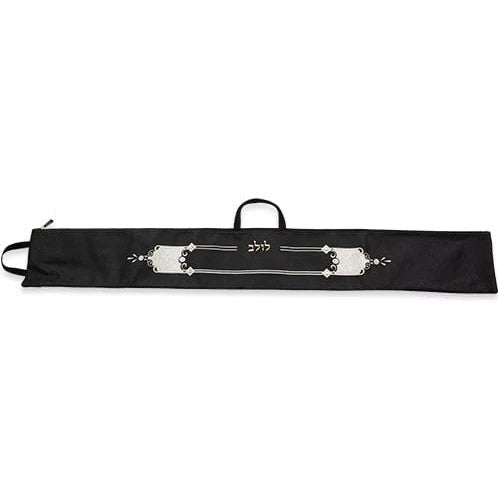 Faux Leather Pouch for LULAV -  Black with Ornate Design and Gold Lettering - UK60464