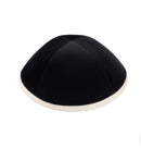 IKIPPAH BLACK VELVET W/ BEIGE LINEN RIM YARMULKE 3
