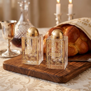 Crystal Salt & Pepper Holders with Laser Cut Plaque - Gold Vines [UK82144]