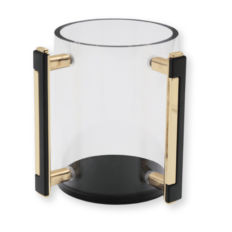 Acrylic Wash Cup - Black/Gold Handles - Black Bottom