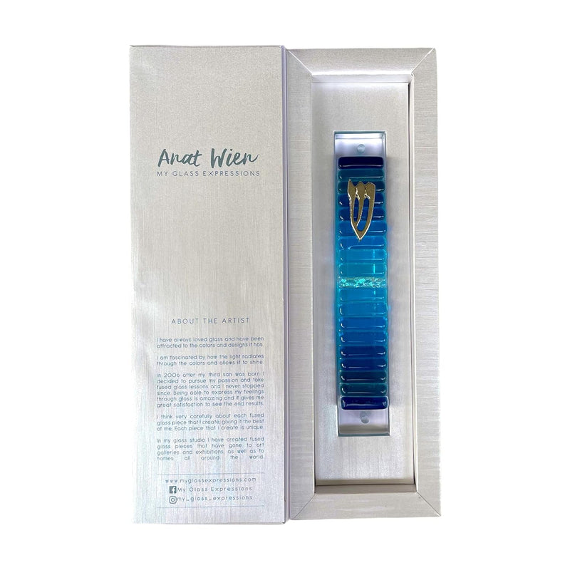 Premium Glass Mezuzah Case - Green