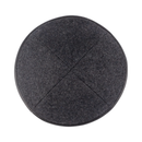 IKIPPAH GRAY WOOL W/ BLACK LEATHER RIM YARMULKE 3