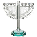 Crystal Menorah - with Metal Plaque and Stones - 29 x 34 cm