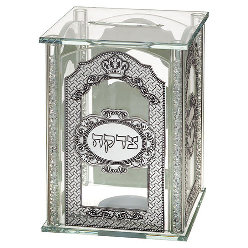 Crystal Tzedakah Box With Plates - 13*9 Cm