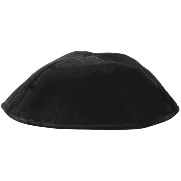 Keter Black Velvet Kippa - Rimless - 4 Part