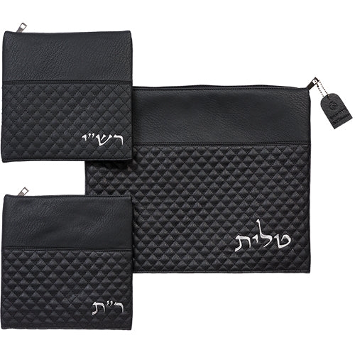 Leatherette Tallis - Tefillin  Set - Rashi and Rabeinu Tam -  40*34 cm