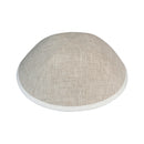 IKIPPAH TAN LINEN W/ CREAM RIM YARMULKE 2