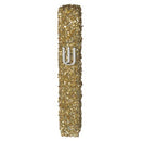 Glass Mezuzah with Stones - Golden -  20 cm