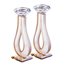 Amber & Clear Crystal Open Teardrop Candlesticks [UK80651]