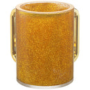 Acrilic Clear Washing Cup 13 cm - Gold Glitter and Matte Gold Handles - UK42904
