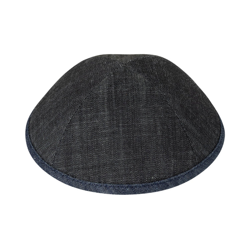 IKIPPAH BLACK DENIM W/ NAVY DENIM RIM YARMULKE 3