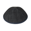 IKIPPAH BLACK DENIM W/ NAVY DENIM RIM YARMULKE 2