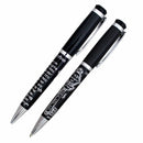 Elegant Black Pen Inscribed With Silver "livelihood Amulet" & "livelihood Key" Design 13.5 Cm - Hebrew