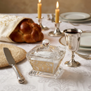 Crystal Salt Holder with Laser Cut Plaque - Gold Vines שבת ויום טוב [UK82140]