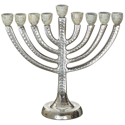 Aluminum Hammered Menorah 48043