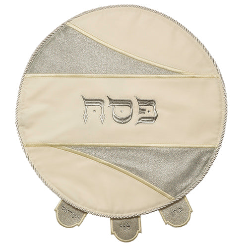 Elegant Beige Faux Leather Matzah Cover Laid with Stones - 46CM