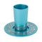 Emanuel Anodized Aluminum Kiddush Cup - Lace Design - Turquoise