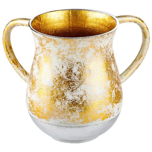 Aluminum  Wash Cup - Gold and Silver Splatters with Silver Base