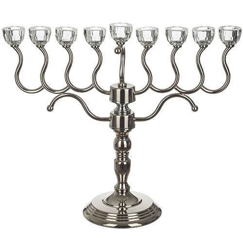 Chanukkah Oil Menorah With Crystal Cup