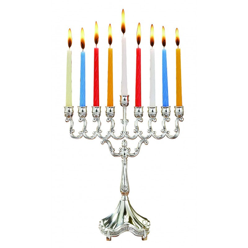 Candle Menorah - Silver Plated - 8"
