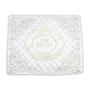 White Satin Challah Cover with Embroidered Design &amp; Stones