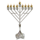 Oil Menorah - Rambam Style - Silver Plated  - 18"