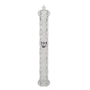 Plastic Transparent Mezuzah with Rubber Cork 15 cm- "Crown and Diamond" with Silver Shin
