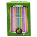 Chanukah Candles Hand Made Multi Color Pastel - 45 pk