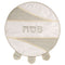 Elegant White Satin Matzah Cover Laid with Stones, Special Design - "Cuts" Silver Glitter - 46cm