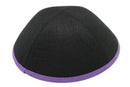 IKIPPAH BLACK LINEN WITH PURPLE RIM YARMULKE