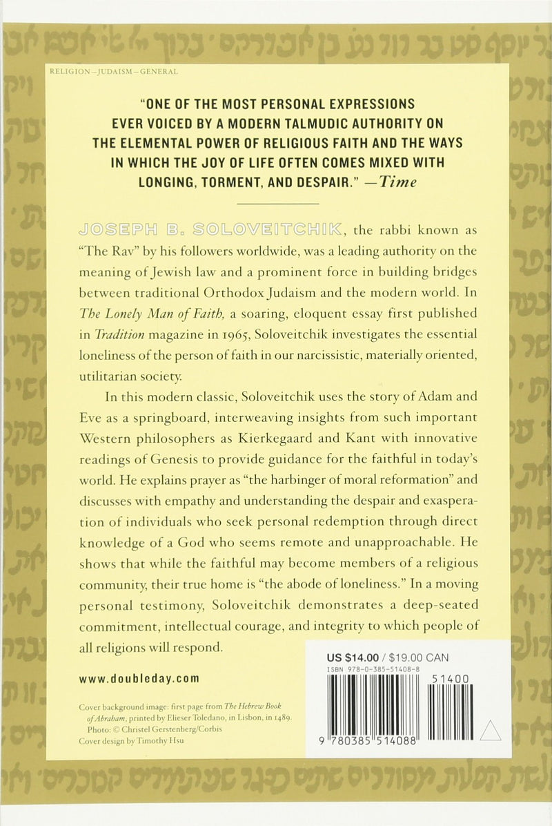 The Lonely Man of Faith - Soloveitchik - p/b