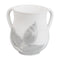 Polyresin Washing Cup - White, 3 Silver Leaves -  14 cm