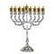 Oil Menorah - Classic Style - Silver Plated -  12"