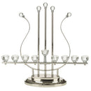 Chanukah Oil Menorah in Shape of Harp With Crystal Cup / Silver