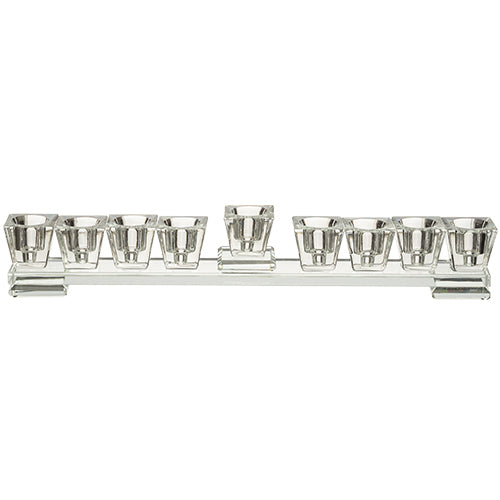 Elegant Crystal Flat Menorah