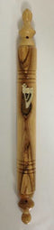 Round Olive Wood Mezuzah Case with Pointed Edges - 15cm