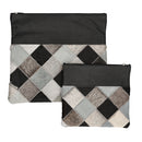Tallis And Tefillin Bag Set Leather Dark Gray Checkered Fur Design