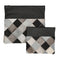 Tallis And Tefillin Bag Set Leather Dark Gray Checkered Fur Design