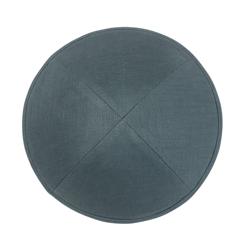 IKIPPAH BLUE GRAY LINEN YARMULKE 2