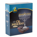 Oil Menorah - Classic Style - Silver Plated - 10"